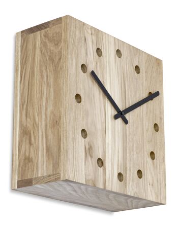 Double - horloge murale design en bois de chêne - L - chêne non traité 1