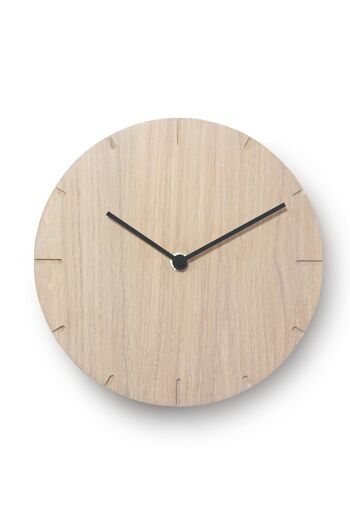 Solid Mini - Horloge murale en bois massif avec mouvement à quartz - Chêne cérusé - Noir 1