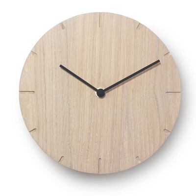 Solid Mini - Solid Wood Wall Clock with Quartz Movement - Limed Oak - Black