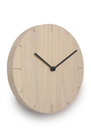 Solid Mini - Horloge murale en bois massif avec mouvement à quartz - Chêne cérusé - Blanc 4