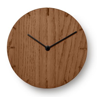 Solid Mini - Solid Wood Wall Clock with Quartz Movement - Smoked Oak - Black
