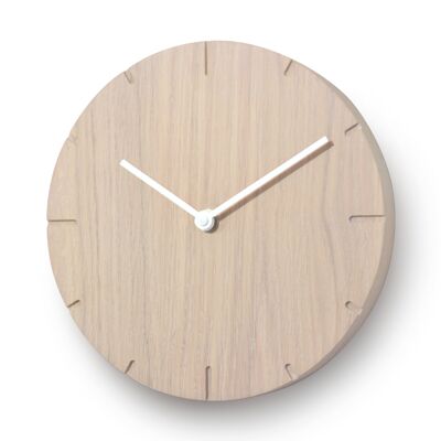 Solid Mini - Reloj de pared de madera maciza con movimiento de cuarzo - Roble ahumado - Beige
