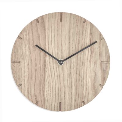 Solid Mini - Solid Wood Wall Clock with Quartz Movement - Untreated Oak - Black
