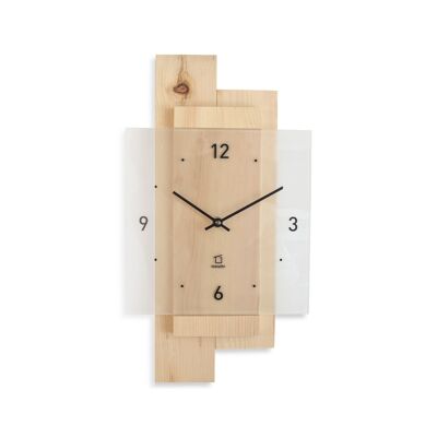 Wall clock made of solid stone pine & mineral glass, low-noise - stone pine forest - Natuhr® - quartz clockwork