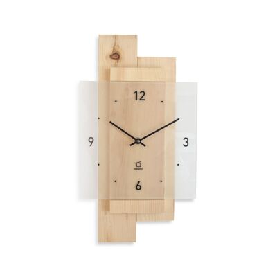 Reloj de pared de pino piñonero macizo y cristal mineral, silencioso - bosque de pino piñonero - Natuhr® - reloj de cuarzo