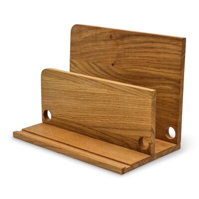 Maestro - organizer + charging station made of oak for tablets, smartphones, books, letters and much more. - Oak oiled