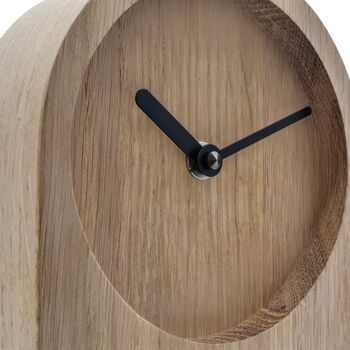 Dom - horloge de table en chêne avec mouvement à quartz - chêne huilé - blanc 4