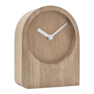 Dom - Horloge de table en chêne avec mouvement à quartz - chêne non traité - blanc