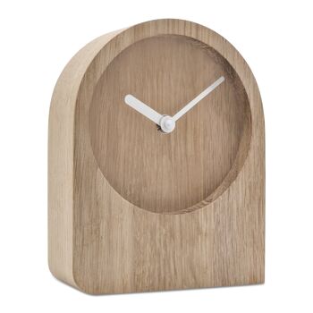 Dom - Horloge de table en chêne avec mouvement à quartz - chêne non traité - blanc 1