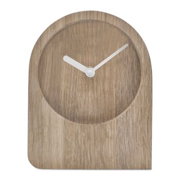 Dom - Horloge de table en chêne avec mouvement à quartz - chêne non traité - blanc 2