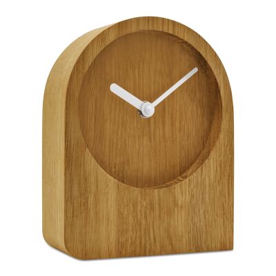 Dom - table clock oak with radio clockwork - oak oiled - white