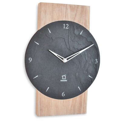 Schesaplana - reloj de pared roble madera maciza encalada con pizarra - radio reloj