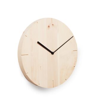 Solid - horloge murale en bois massif avec horloge radio - Pin cembro suisse non traité 5