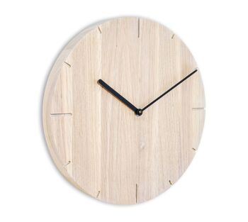 Solide - horloge murale en bois massif avec horloge radio - chêne cérusé 6