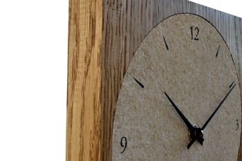 Horloge de table chêne bois massif pierre naturelle - chêne non traité - radio horlogerie 2