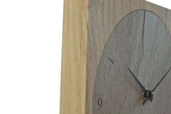 Horloge de table bois de chêne massif pierre naturelle - chêne fumé - mouvement à quartz 4