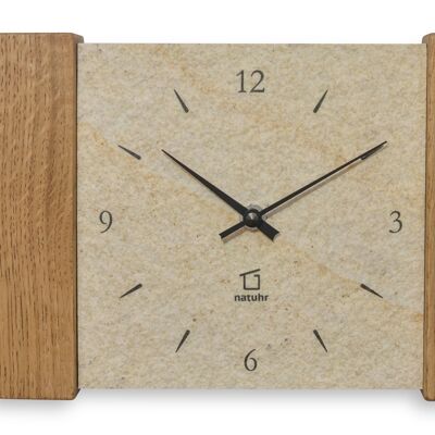 Hochkönig - wall/table clock smoked oak with sandstone - radio clockwork