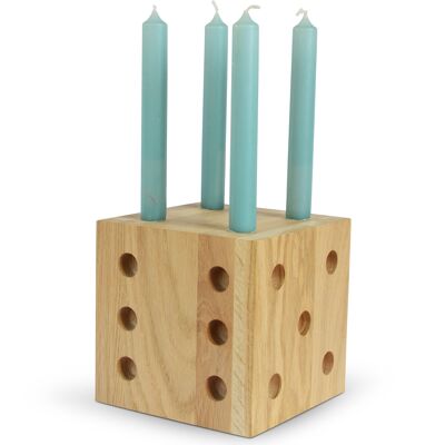 Candle Cube Dice - Candeliere Portacandele in legno di Natuhr per compleanni Ghirlanda di compleanno in legno massello