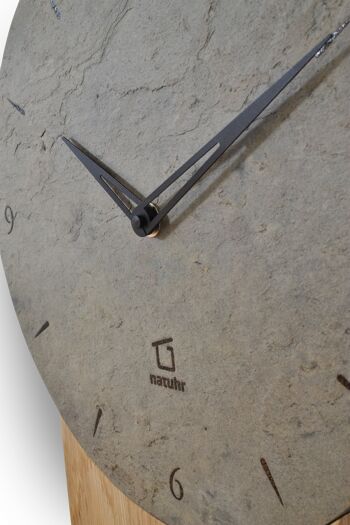 Zugspitze - horloge murale en chêne non traité avec ardoise grise - mouvement à quartz 4
