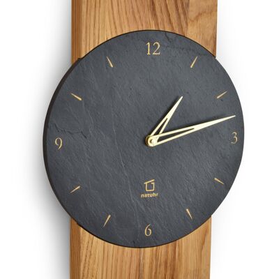 Watzmann - reloj de pared de roble aceitado con pizarra - movimiento de cuarzo