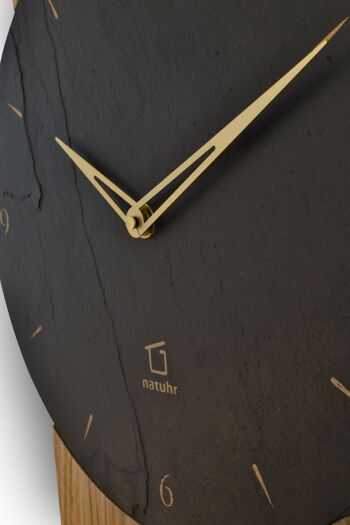 Watzmann - horloge murale en chêne huilé avec ardoise - horloge radio 3