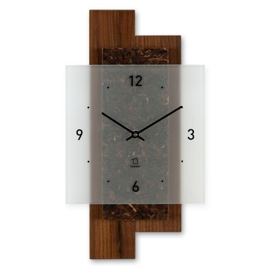 collection nature - horloge murale en bois noyer foin/écorce