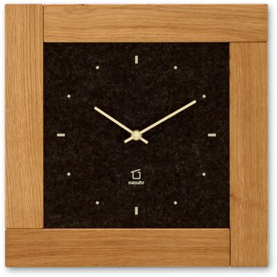 Stube - wall clock made of oak wood with felt - brown