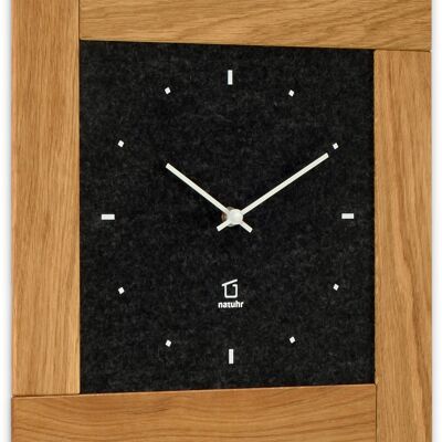 Stube - reloj de pared de madera de roble con fieltro - gris