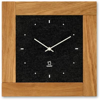 Stube - reloj de pared de madera de roble con fieltro - gris oscuro