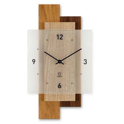 Mixed forest - wall clock made of different solid woods