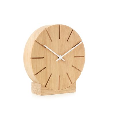 Boom - Table/Wall Clock with Quartz Movement - Untreated Oak - White