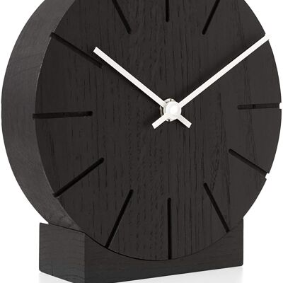 Boom - Reloj de mesa/pared con movimiento de cuarzo - Roble ennegrecido - Blanco