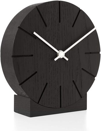 Boom - Horloge de table/murale avec mouvement à quartz - Chêne noirci - Blanc 1