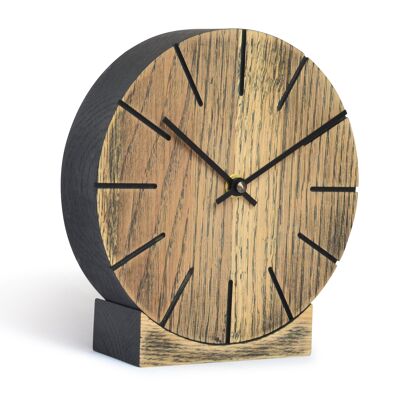 Boom - Horloge de table/murale avec mouvement à quartz - Chêne Vintage - Noir