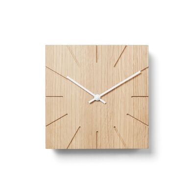Beam - Reloj de mesa/pared con movimiento de cuarzo - Roble sin tratar - Blanco