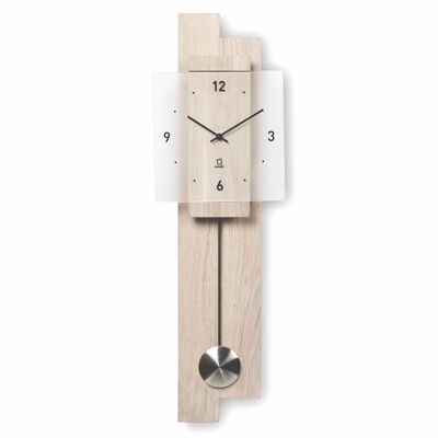 Reloj de péndulo natuhr madera maciza - roble blanqueado - movimiento de cuarzo