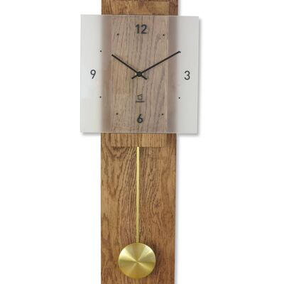 Pendeluhr natuhr massives Holz - Räuchereiche - Quarz-Uhrwerk