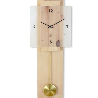 Orologio a pendolo in legno massello naturale - pino cembro non trattato - movimento al quarzo