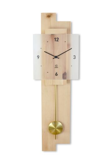 Horloge à pendule natuhr en bois massif - pin cembro non traité - horlogerie radio 1
