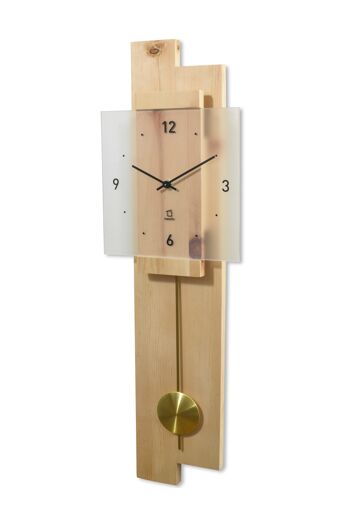 Horloge à pendule natuhr en bois massif - pin cembro non traité - horlogerie radio 2