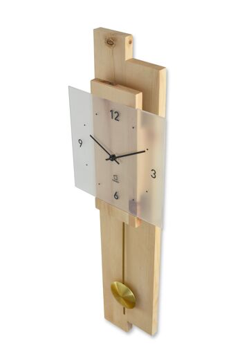 Horloge à pendule natuhr en bois massif - pin cembro non traité - horlogerie radio 6