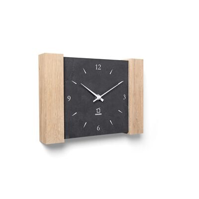 Matterhorn - wall/table clock oak whitewashed with slate - quartz movement