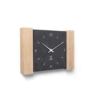 Matterhorn - wall/table clock oak whitewashed with slate - radio clockwork