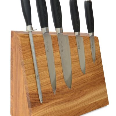 Natuhr Pit knife block - magnetic design knife holder for 5 knives with ultra-strong hold