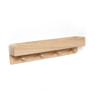 Porter - Solid Oak Coat Rack & Shelf - Untreated Oak - 40cm Length