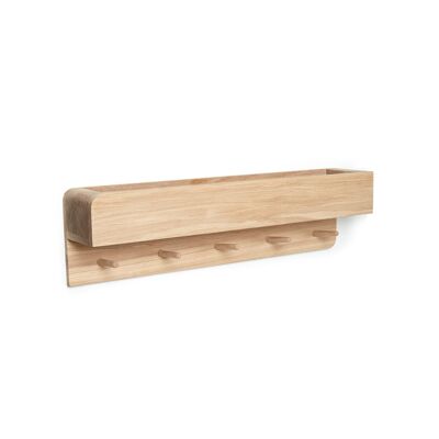 Porter - Solid Oak Coat Rack & Shelf - Untreated Oak - 50cm Length