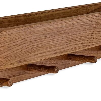 Porter - Solid Oak Coat Rack & Shelf - Smoked Oak - 40cm Length