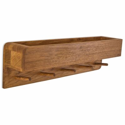 Porter - Solid Oak Coat Rack & Shelf - Smoked Oak - 50cm Length
