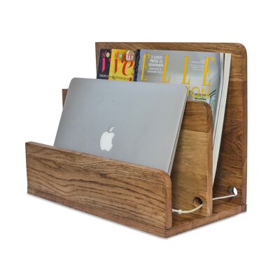 Newspaper rack & organizer made of solid oak or beech wood - Tidy - Natuhr® - smoked oak