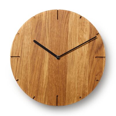 Solide - Wanduhr aus massivem Holz mit Quarz-Uhrwerk - Eiche geölt - Schwarz
